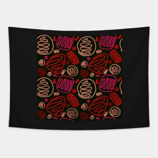 Red Pink One Line Shapes Tapestry