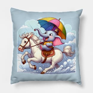 little elephant riding a horse Pillow