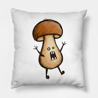 Weird Brown Bolete Mushroom Pillow