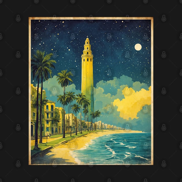 Fortaleza Brazil Starry Night Vintage Tourism Travel Poster Art by TravelersGems