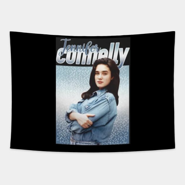 Jennifer Connelly // 80s Blue Vintage Aesthetic Style // T-Shirt Tapestry by Almer