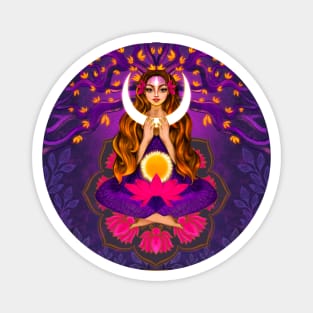 Moon goddess meditation Magnet