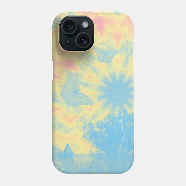 Surreal butterflies and landscape on mandala Phone Case by hereswendy