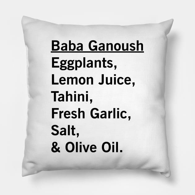 Baba Ganoush Eggplant Recipe Vegan Vegetarian Foodie Gift Pillow by CoolFoodiesMerch