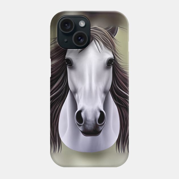 Horse's head, white with a dark flowing mane Phone Case by Hujer