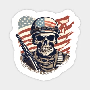 Skull Soldier Flag and Helmet Magnet