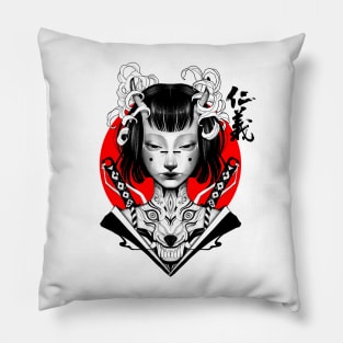 Samurai Vaporwave Girl Pillow