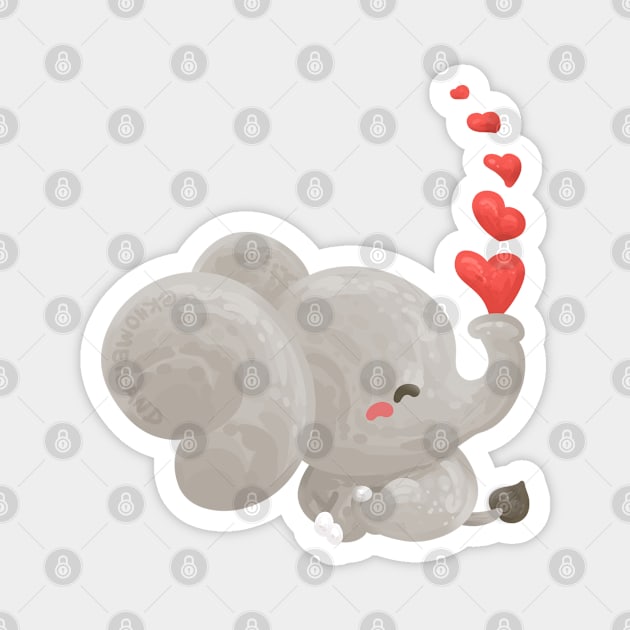 Elephant with Valentine Mood Magnet by Khotekmei