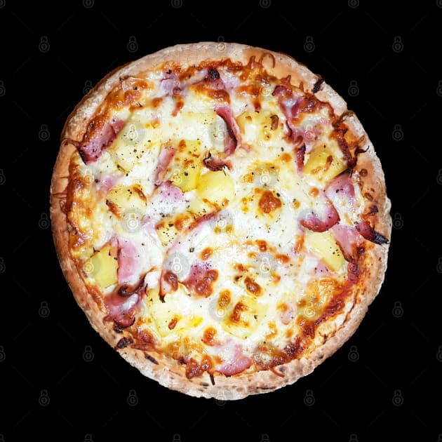 Ham and Pineapple Food Hawaiian Pizza by ellenhenryart