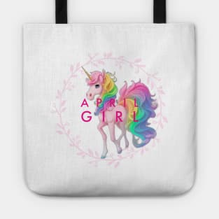 Born in april unicorn Tote