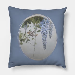 Robin in Wisteria Vine Vector Art Pillow