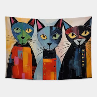 Four Cats on Guard Tapestry