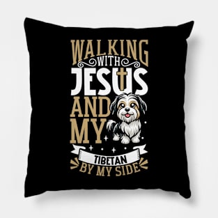 Jesus and dog - Tibetan Terrier Pillow