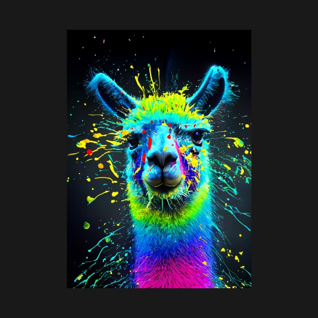 Splatter Paint Llama by Treherne