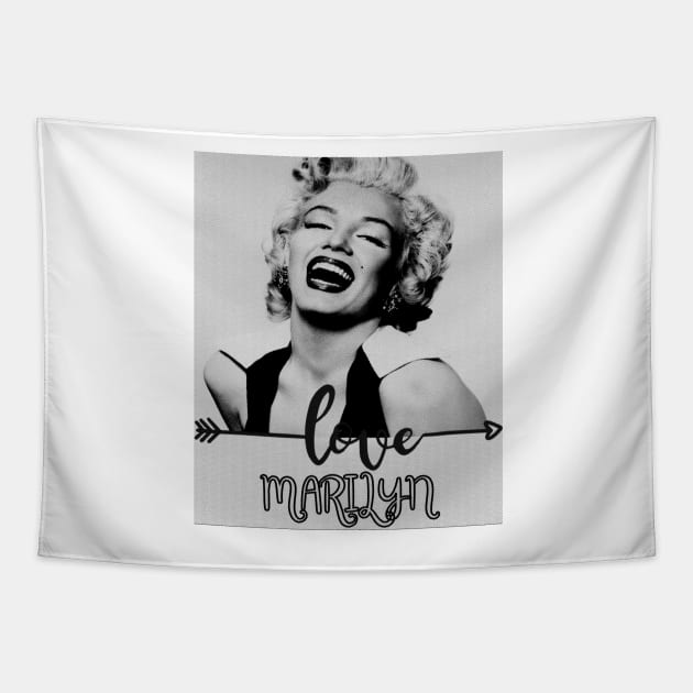 Love Marilyn Monroe in black and white stippling. 60th Anniversary Marilyn Monroe Tapestry by Rebeldía Pura