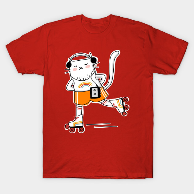 Retro Cat In Roller Skates 70s 80s Nostalgia T Shirt Teepublic