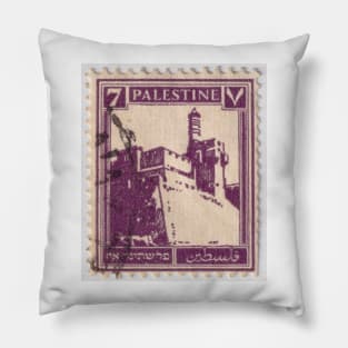 Palestine stamp with the Tower of David, Jerusalem Pillow