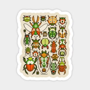 Retro Groovy Beetles Folk Art Floral Insects Illustration Magnet