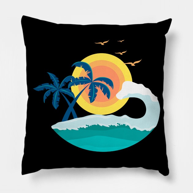 Vintage Ocean Pillow by Imutobi