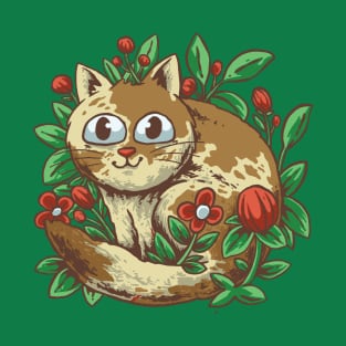 CAT AND FLOWERS T-Shirt