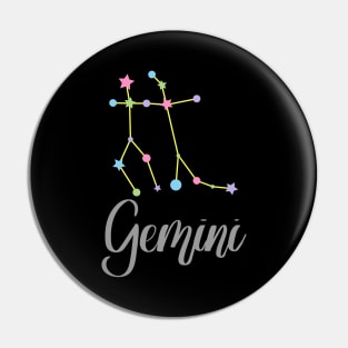 Gemini Zodiac Constellation in Pastels - Black Pin