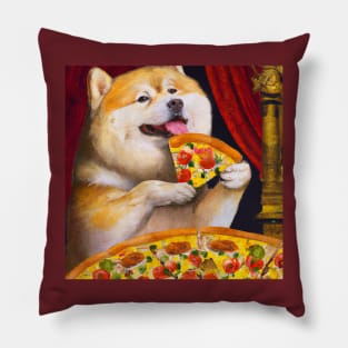 Chonky Shiba Inu Eating a Pizza Pillow