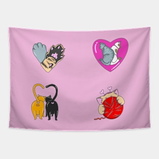 Adorable Valentine's Day Cats | Love Cute Kitty Love Heartwarming Cat themed Gift Tapestry