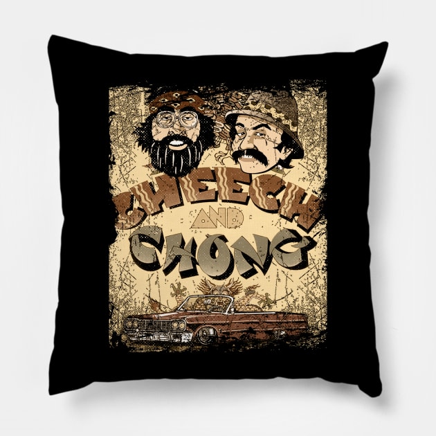 Classic Photo Up In Smoke, Chong Comedy Pillow by Black Demon Bear