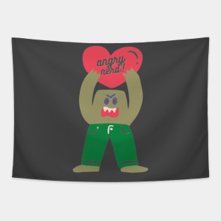 ANGRY NERD anime broken heart shirt Tapestry