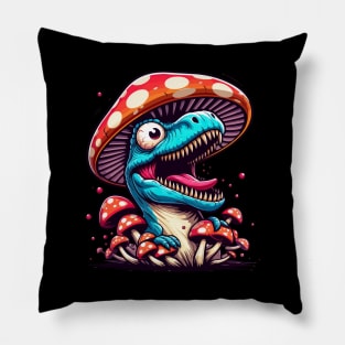 Crazy Velociraptor Mushroom Hat Dinosaur Garden Pillow