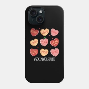 Retro Hearts School Social Worker Life Funny Valentines Day Phone Case