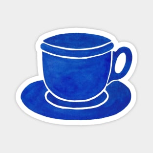 Blue Watercolour Tea Cup And Saucer Magnet