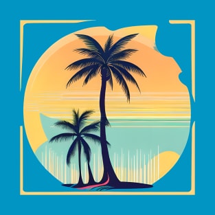 Summer Vibes - Psychedelic, Retro Palm Tree in Broken Frame T-Shirt