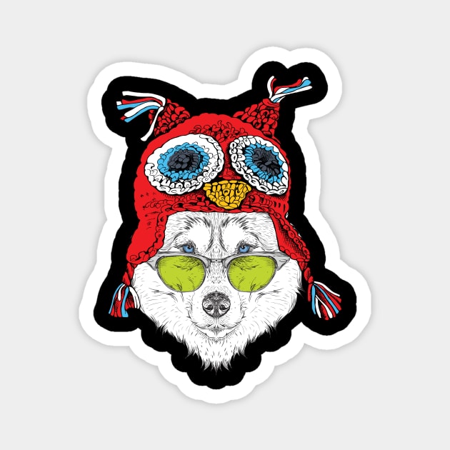 Christmas white husky Magnet by Transcendexpectation