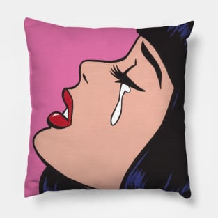 Black Bangs Crying Comic Girl Pillow