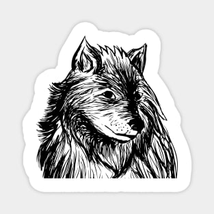 Wolf digital pencil drawing Magnet