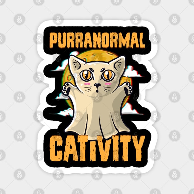 Funny Cat Ghost Halloween Humorous Trick or Treat Gift Magnet by creative