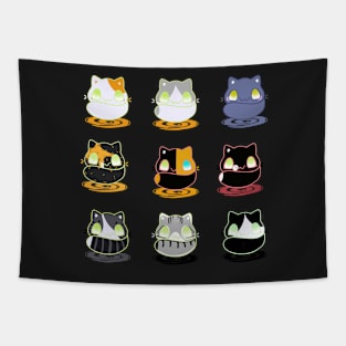 Set of kawaii cats real breeds and fantasy cat Tapestry