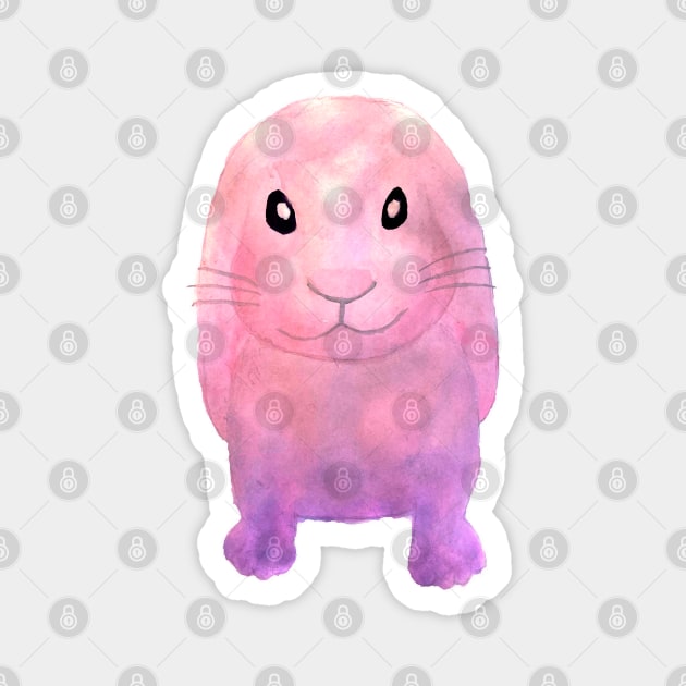 cute watercolor bunny sweet watercolour pink purple rabbit Magnet by WatercolorFun