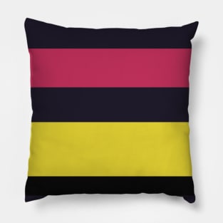 A soft impression of Very Light Pink, Dark, Almost Black, Dingy Dungeon and Piss Yellow stripes. Pillow