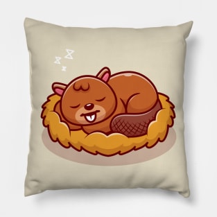 Cute Beaver Sleeping Cartoon Pillow