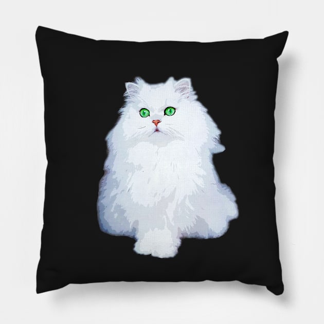 Persian Cat White Kitten with green eyes Chinchilla Pillow by ElegantCat