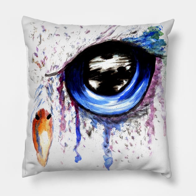Blue Owl Eye Art Pillow by AnnArtshock