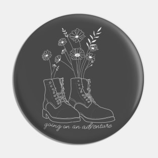 Boots art with flowers white Pin