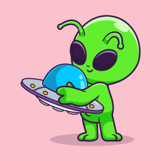 Cute Alien Hug Ufo Toy Cartoon T-Shirt