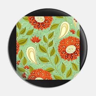 Print with Abstract Flowers Pin