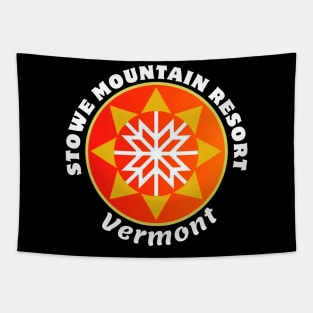 Stowe Mountain Resort, Vermont USA. White text. Gift Ideas For The Ski Enthusiast. Tapestry