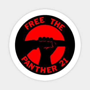 Free The Panther 21 - Retro Button Red Magnet