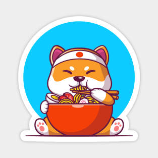 Cute Shiba Inu Eating Ramen Noodle Magnet