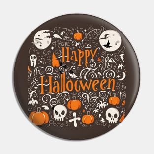 Happy Halloween typography poster with handwritten calligraphy text  illustration Pin